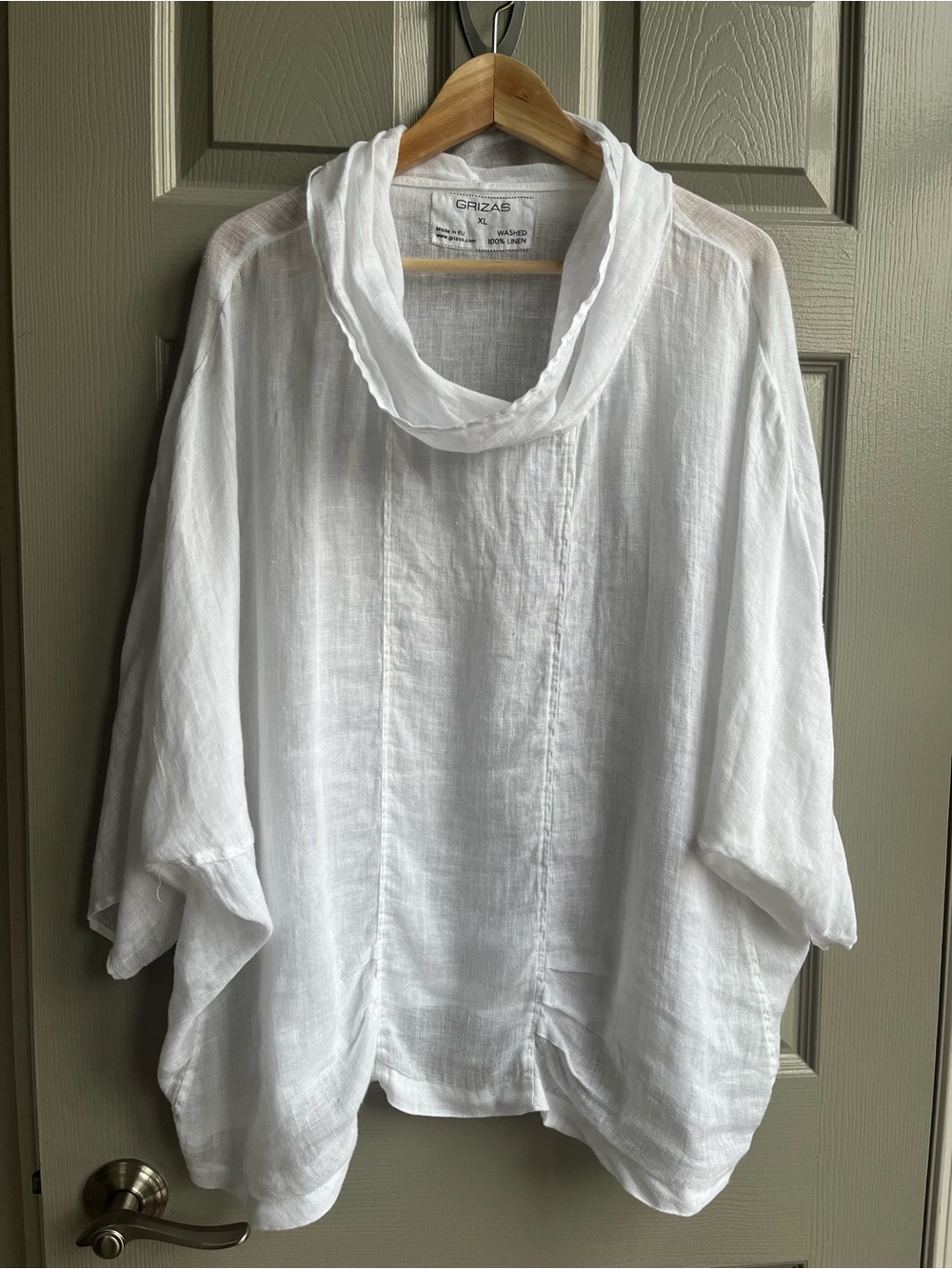 Grizas White Linen Cowl-Neck Tunic